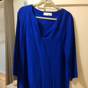 Royal Blue 3/4 sleeve silk dress
